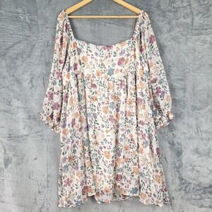 Womens Dress 2X Babydoll Romantic Floral Fairy Swiss Dot Whimsical Feminine